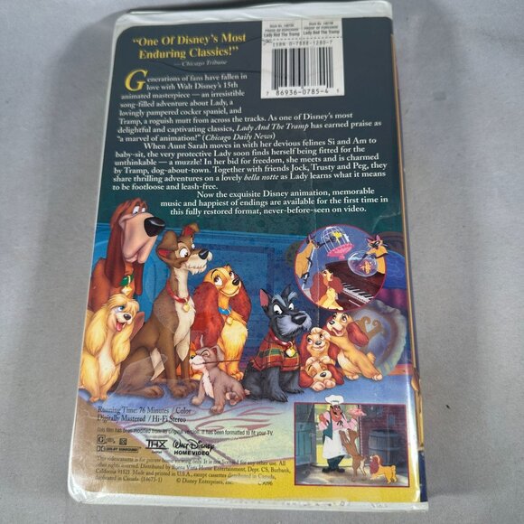 Walt Disneys Lady And The Tramp Masterpiece Classic VHS 1998 Disney - Picture 2 of 3
